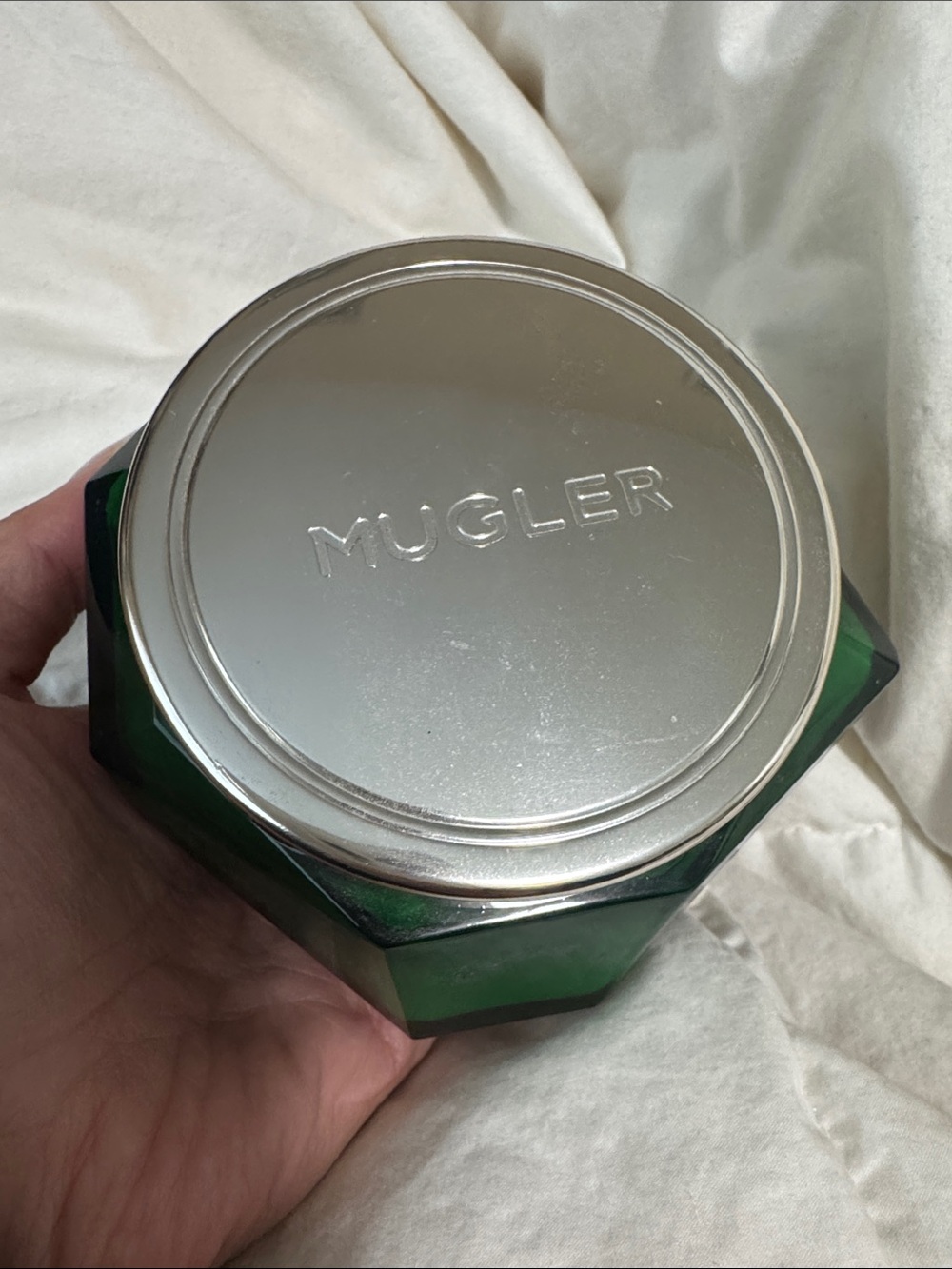Mugler Green Glass Jar with Silver-Tone Lid